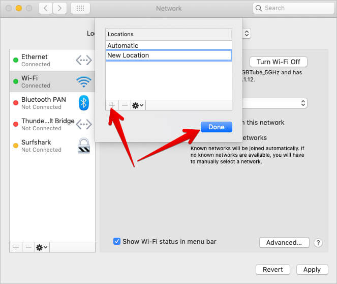 Add new wi fi network location on mac