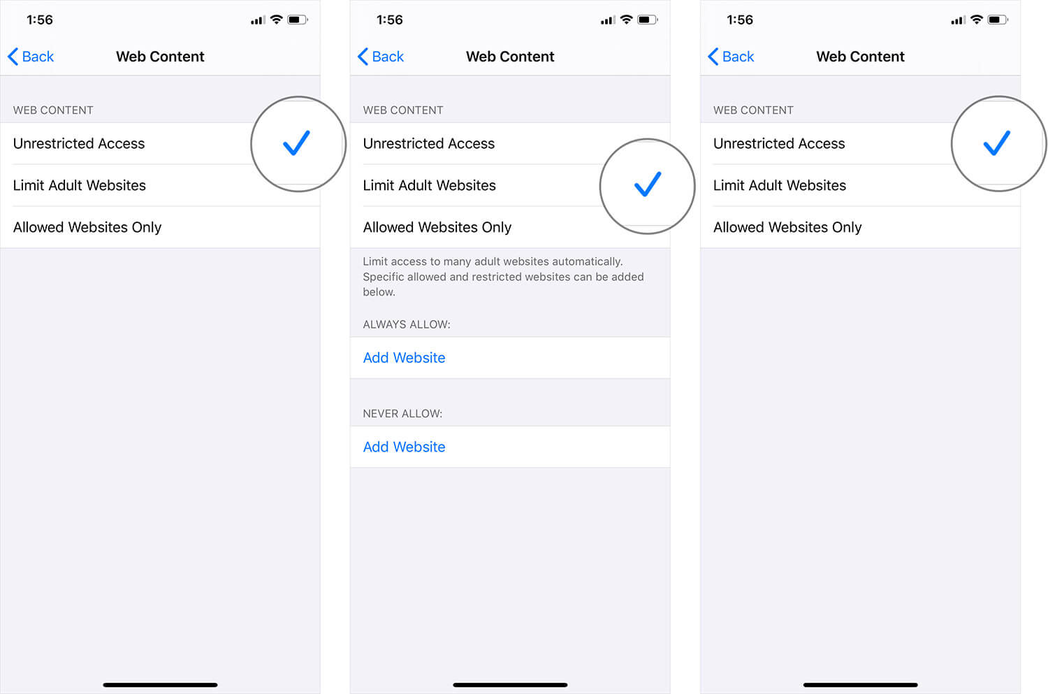 Allow all websites in safari on iphone or ipad