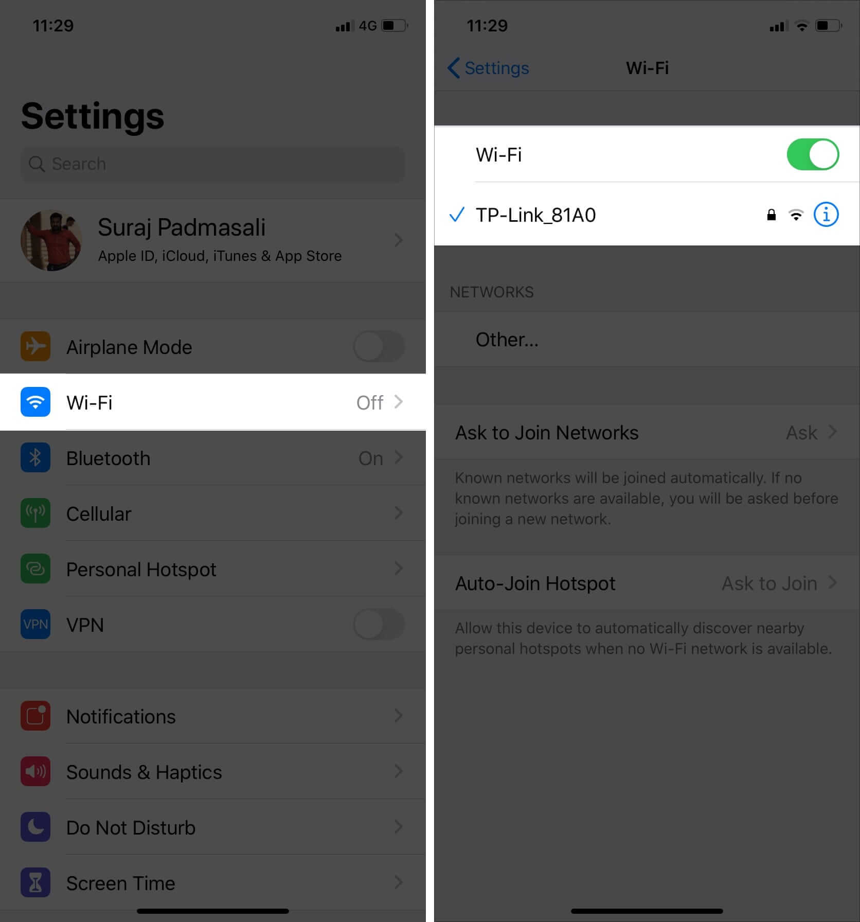 Connect wifi network on iphone