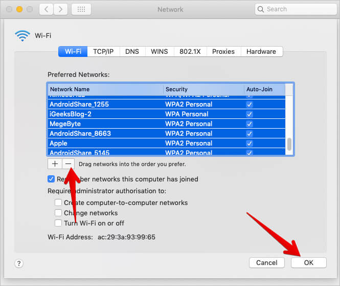 Disconnect all wi fi networks from mac