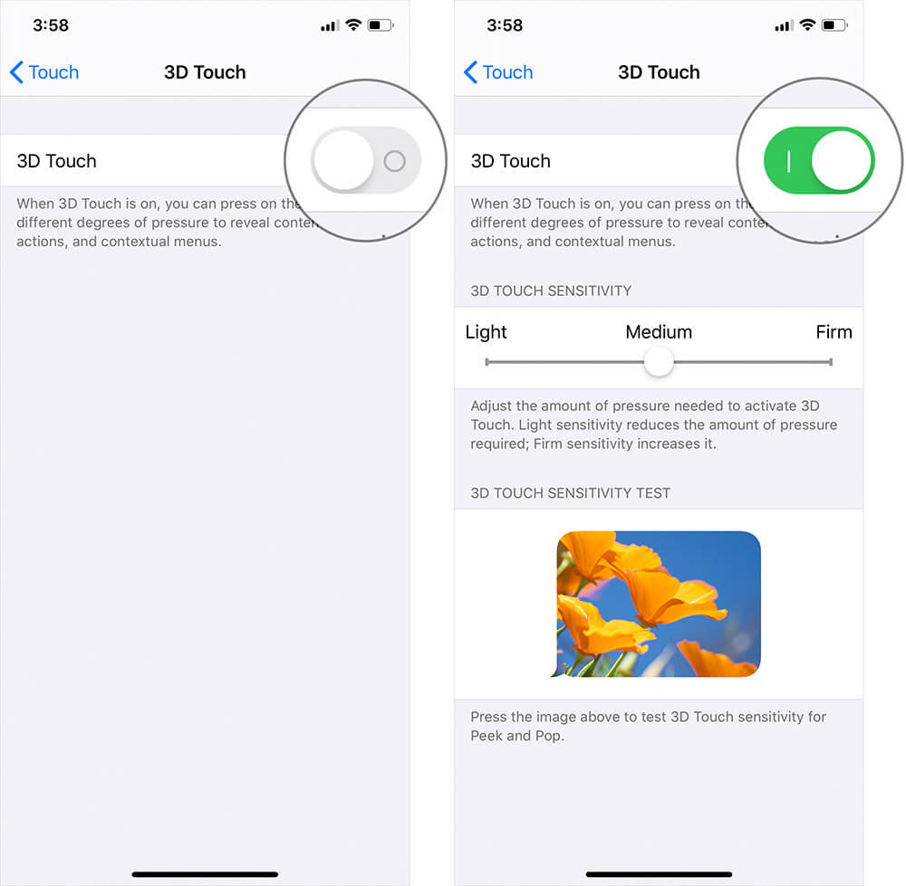 Enable 3d touch on iphone or ipad