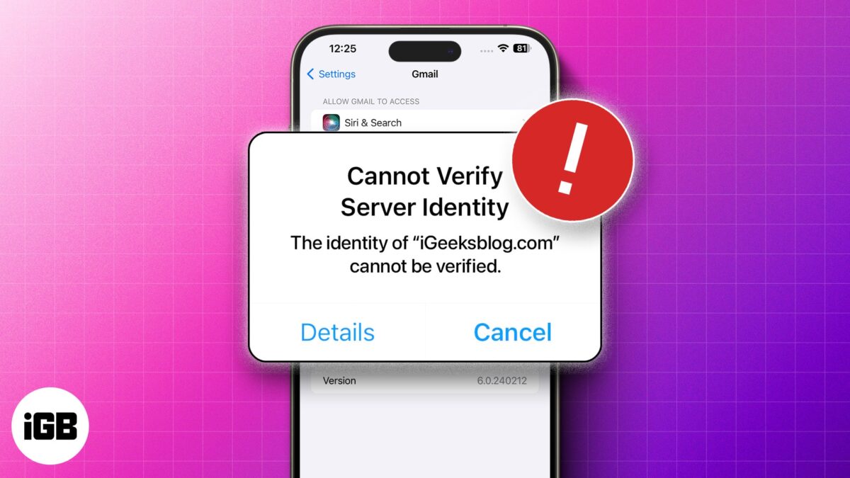 How to fix cannot verify server identity on iphone