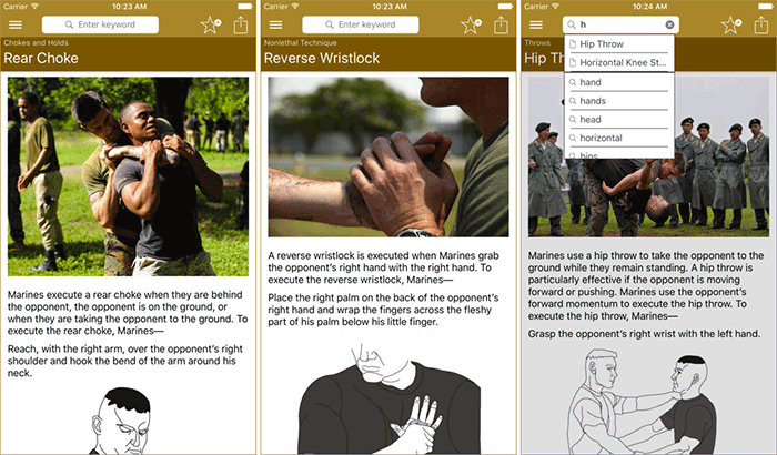 Marine martial arts self defense iphone app screenshot