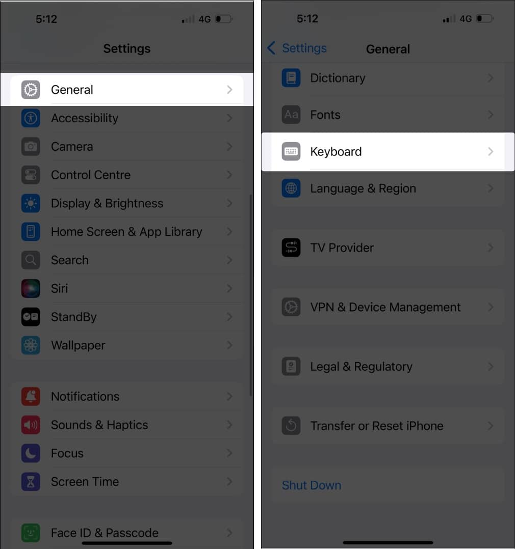 Tap Keyboard in iPhone General Settings.