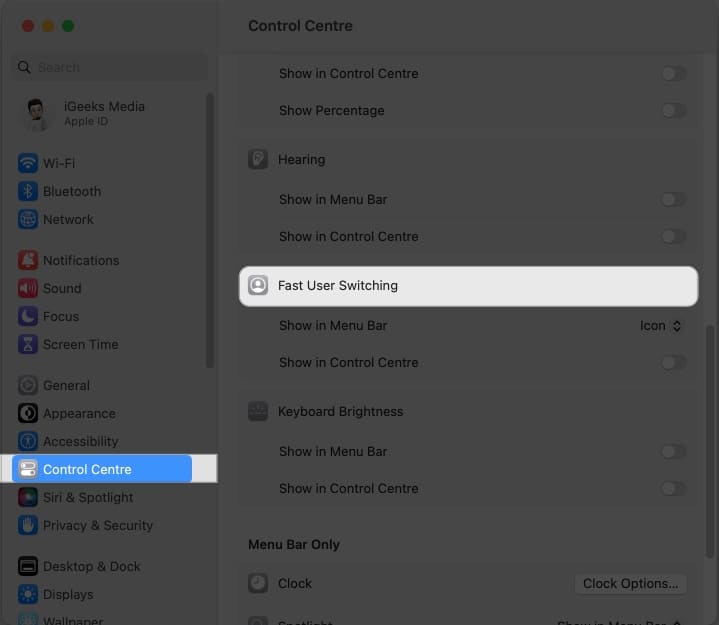 Access-control-center-fast-user-switching-in-ssystem-settings
