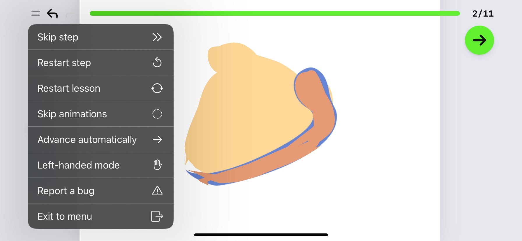 Left-Handed mode in ArtWorkout app
