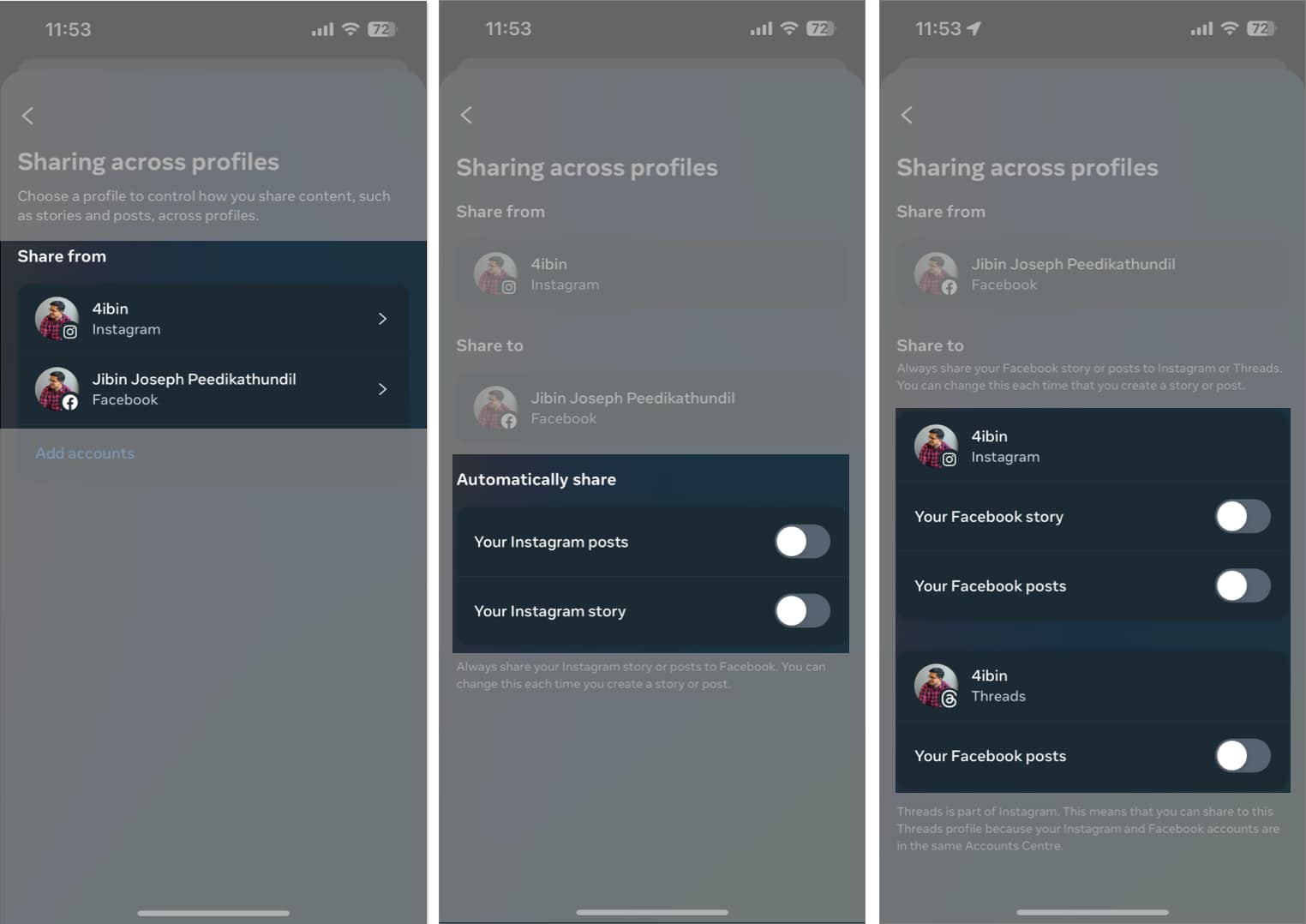 Turn off the options under Automatically Share to stop sharing