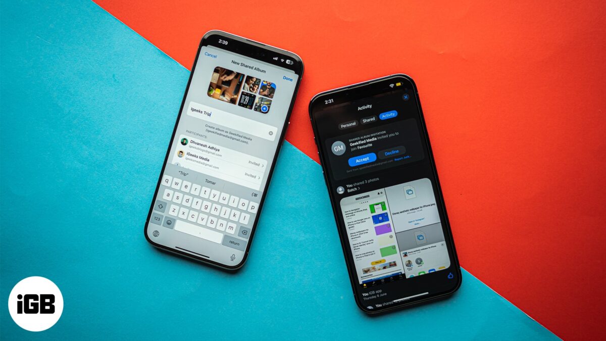 A shared album invite on an iphone