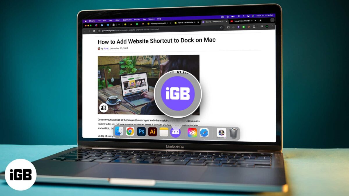 How to add website shortcut to dock on mac