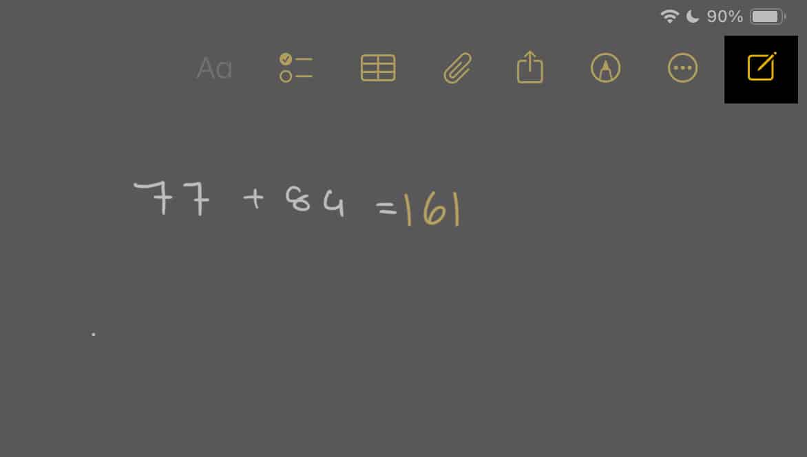 New Note button in iPad Notes app.