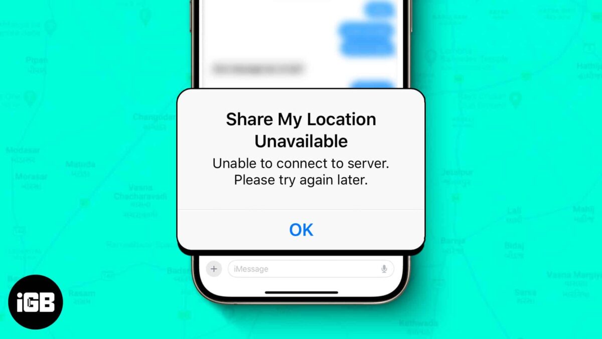 Share my location unavailable error on an iphone