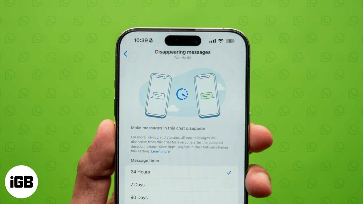 How to send disappearing messages in whatsapp from iphone
