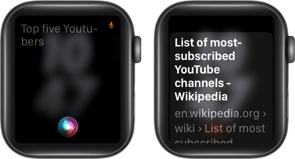 Search the web on an Apple Watch using Siri.