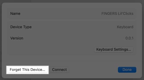 Forget This Device option under macOS Bluetooth settings.