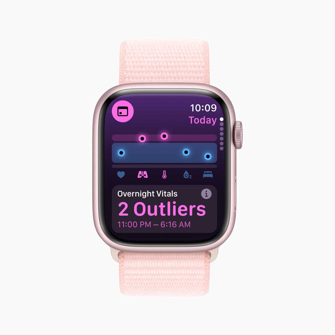 Vitals App on an Apple Watch showing two outliers.