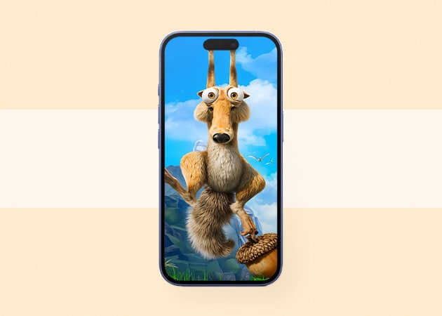 Scrat Ice Age dynamic island iPhone wallpaper.