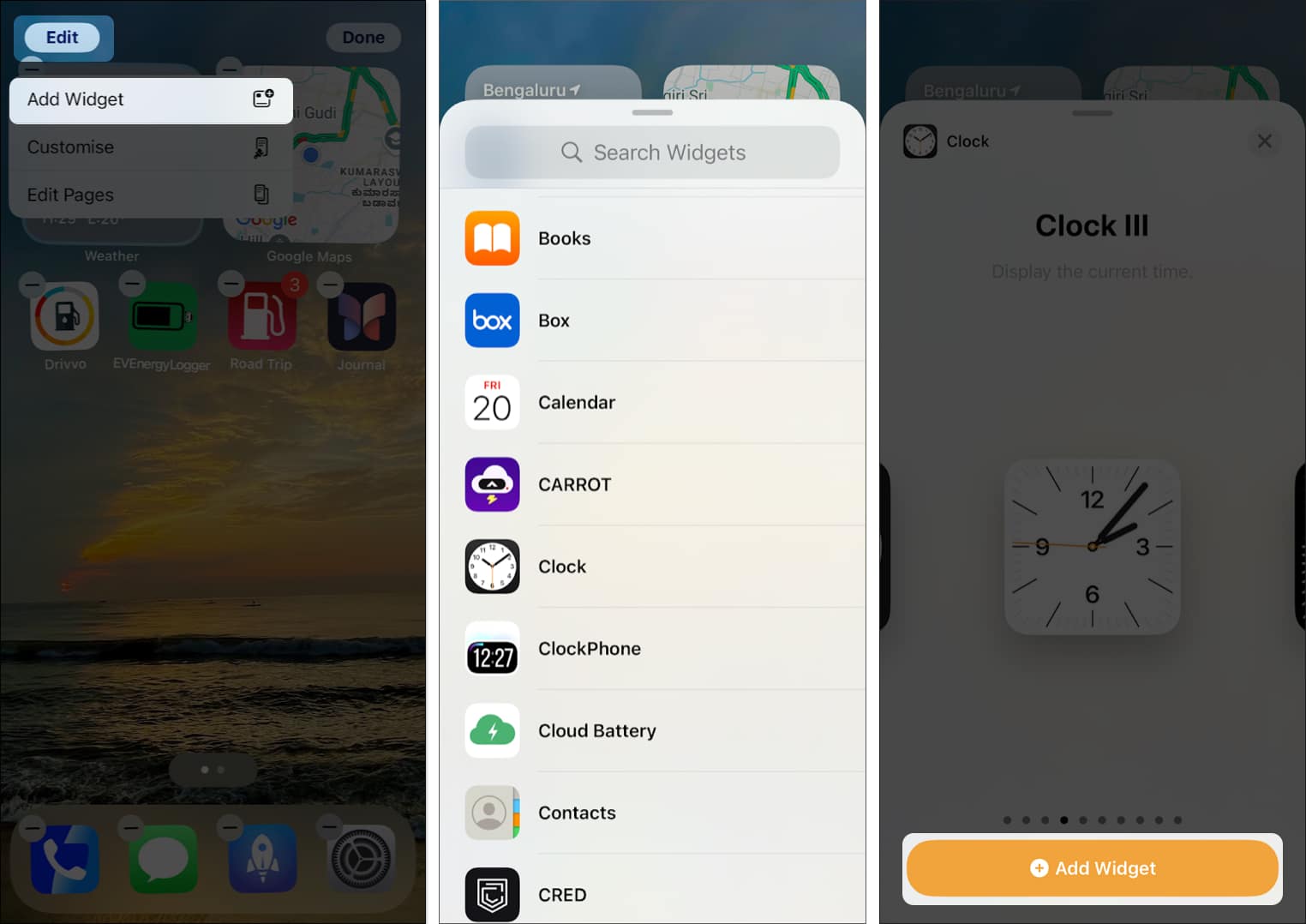 Adding a widgt to iPhone Home Screen.