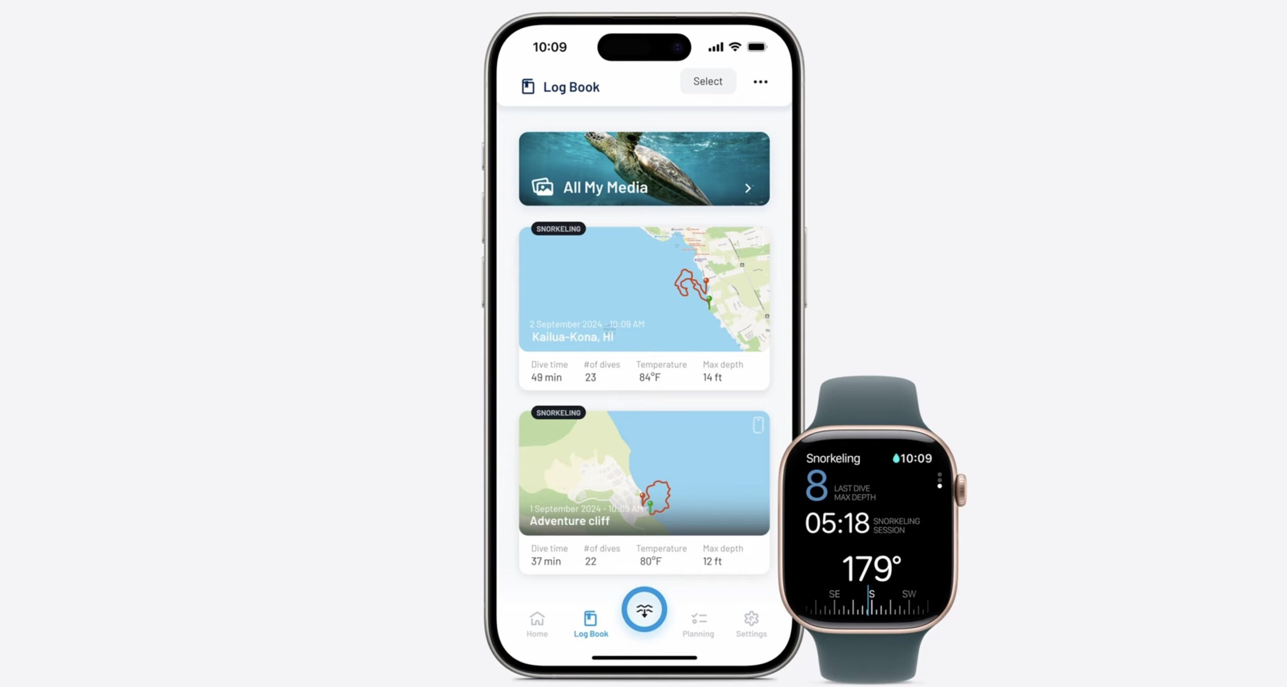 Apple Watch Series 10 Oceanic+ app.