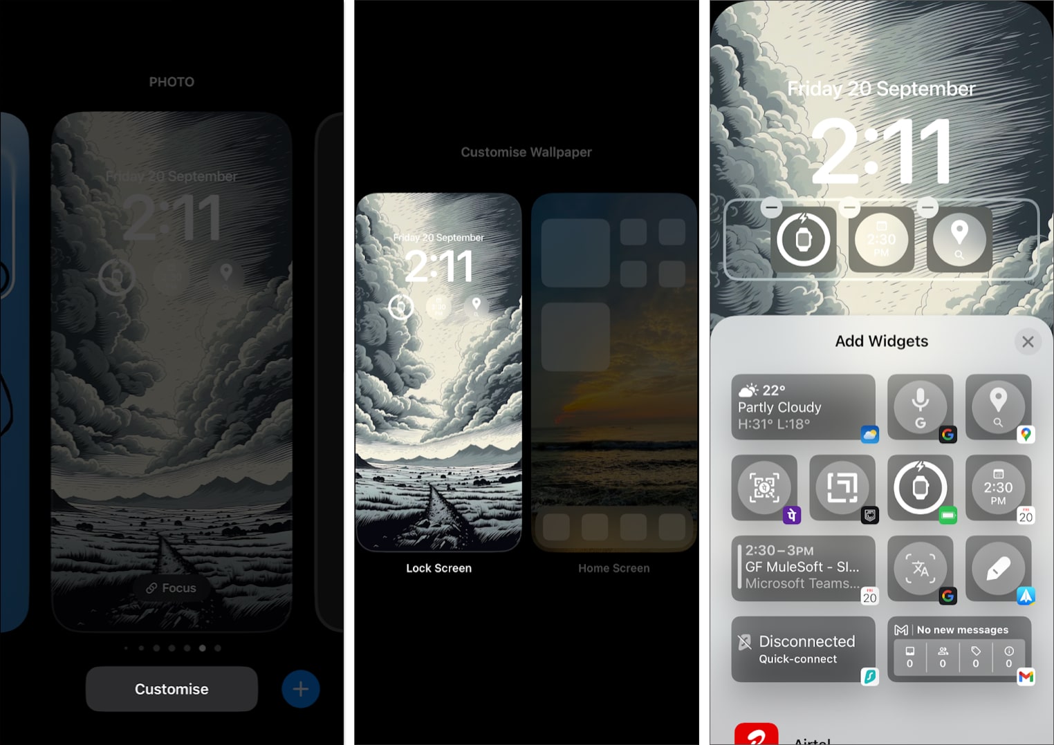 Editing a widget on the iPhone Lock Screen.