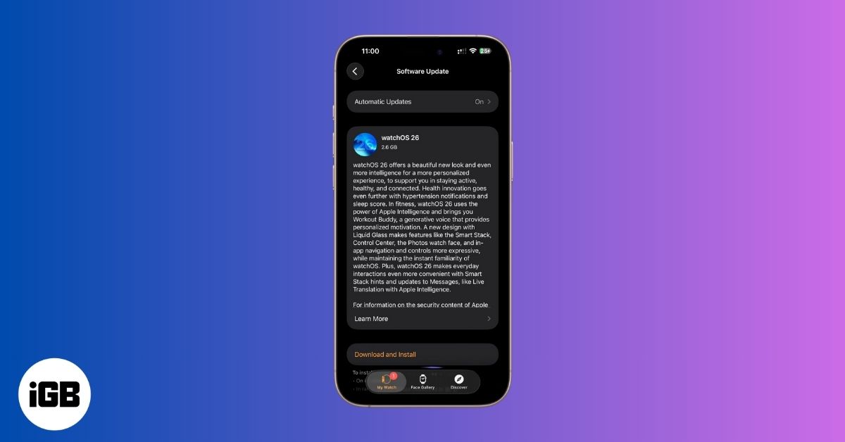 Install watchos 26 on your apple watch