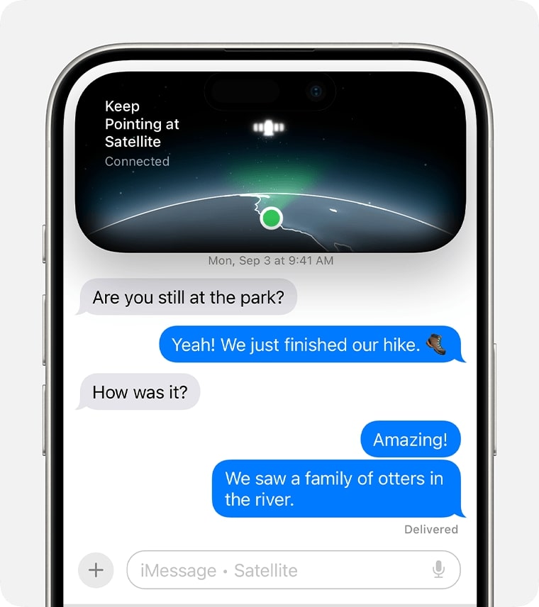 Satellite me via Sattelite Messaging on an iPhone in iOS 18.