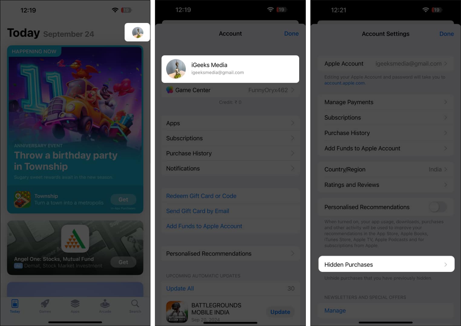 Accessing Hidden Purchases on the App Store.