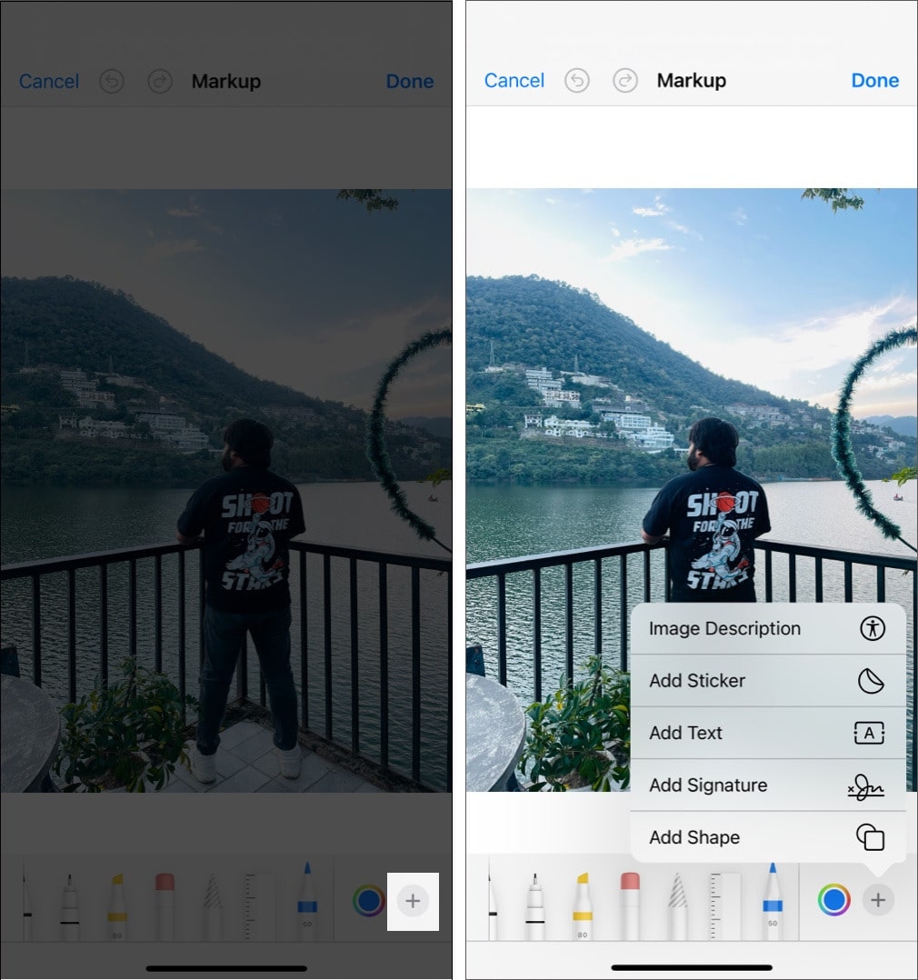 Adding image description to a photo in iOS 18 Photos app.