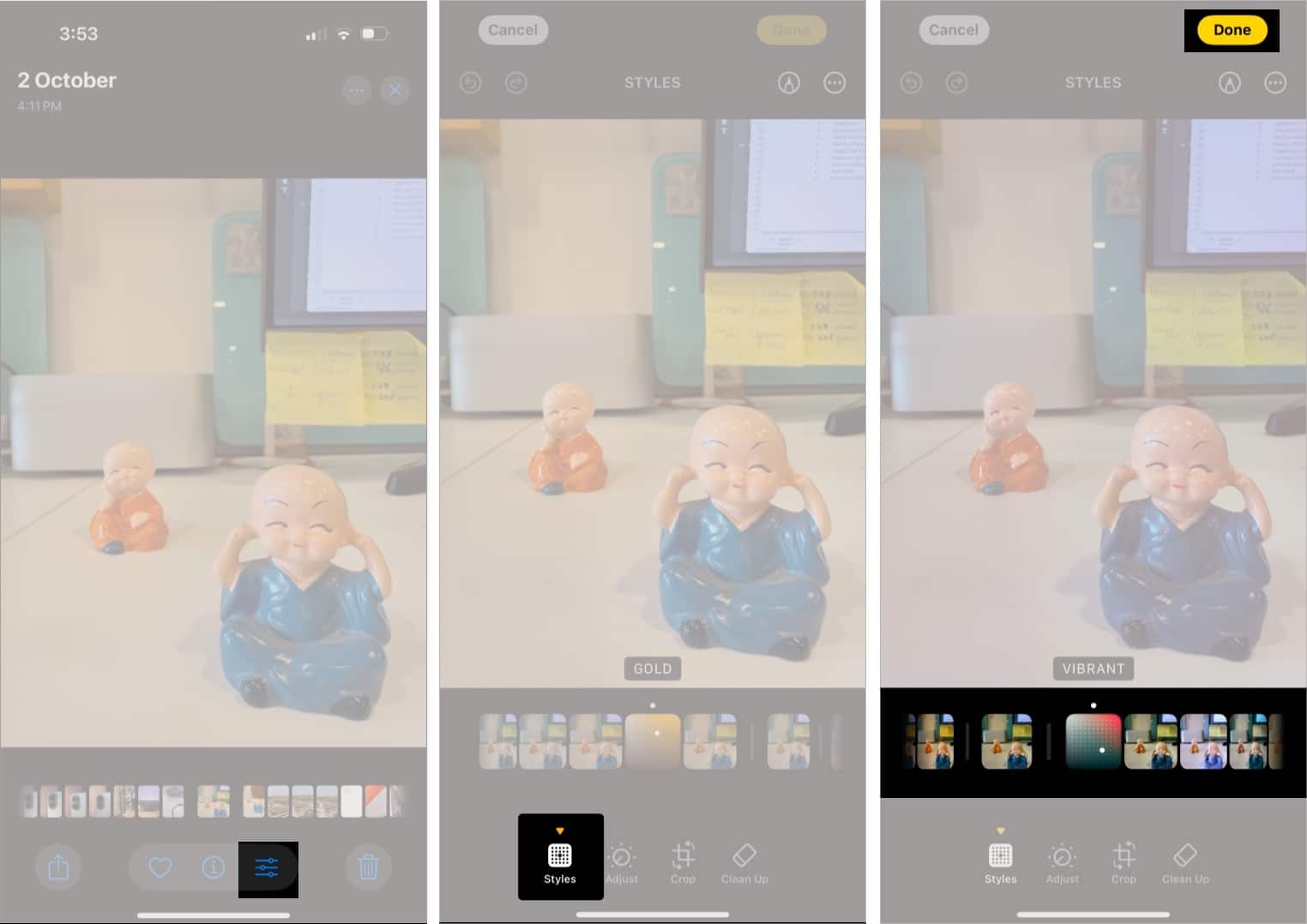Adjust Photographic Style of a picture in Photos app.
