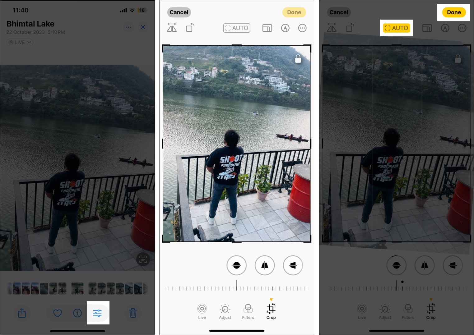 Using the auto-crop feature to crop photos automatically in the Photos app in iOS 18.