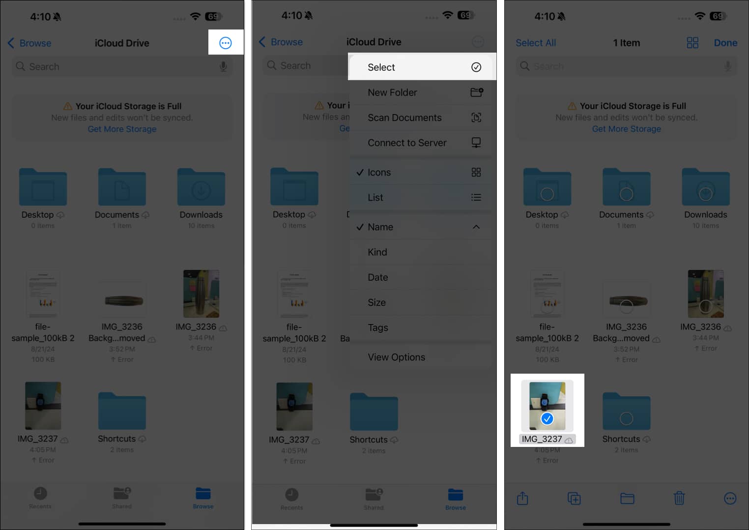 Selecting images to remove their background.