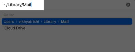 Finding Mail app attachments using the Go to Folder option in Finder on a Mac.
