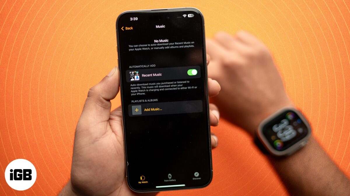 Adding music to apple watch using the iphone