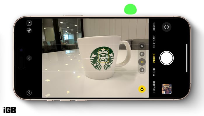 Clicking a picture in the Camera app on an iPhone 16 using Camera Control.