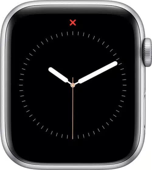 Red cross icon on Apple Watch.