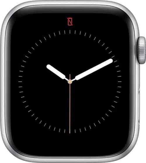 Red disconnected iPhone on Apple Watch.