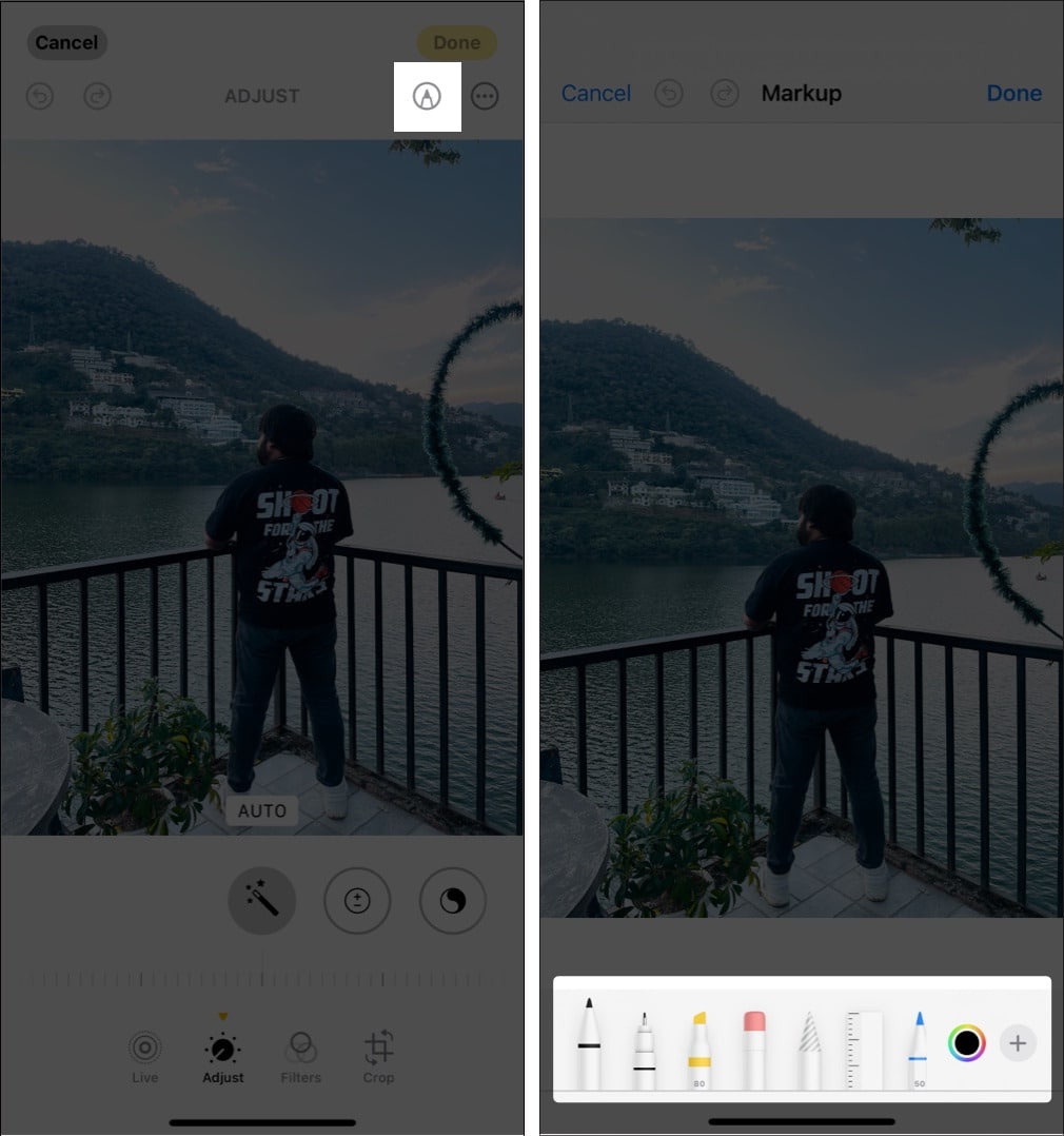 Accessing markup tools in iOS 18 Photos app.