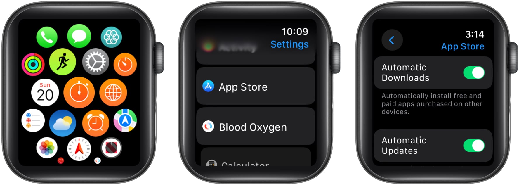 Toggling on the Automatic Downloads option in Apple Watch Settings app.