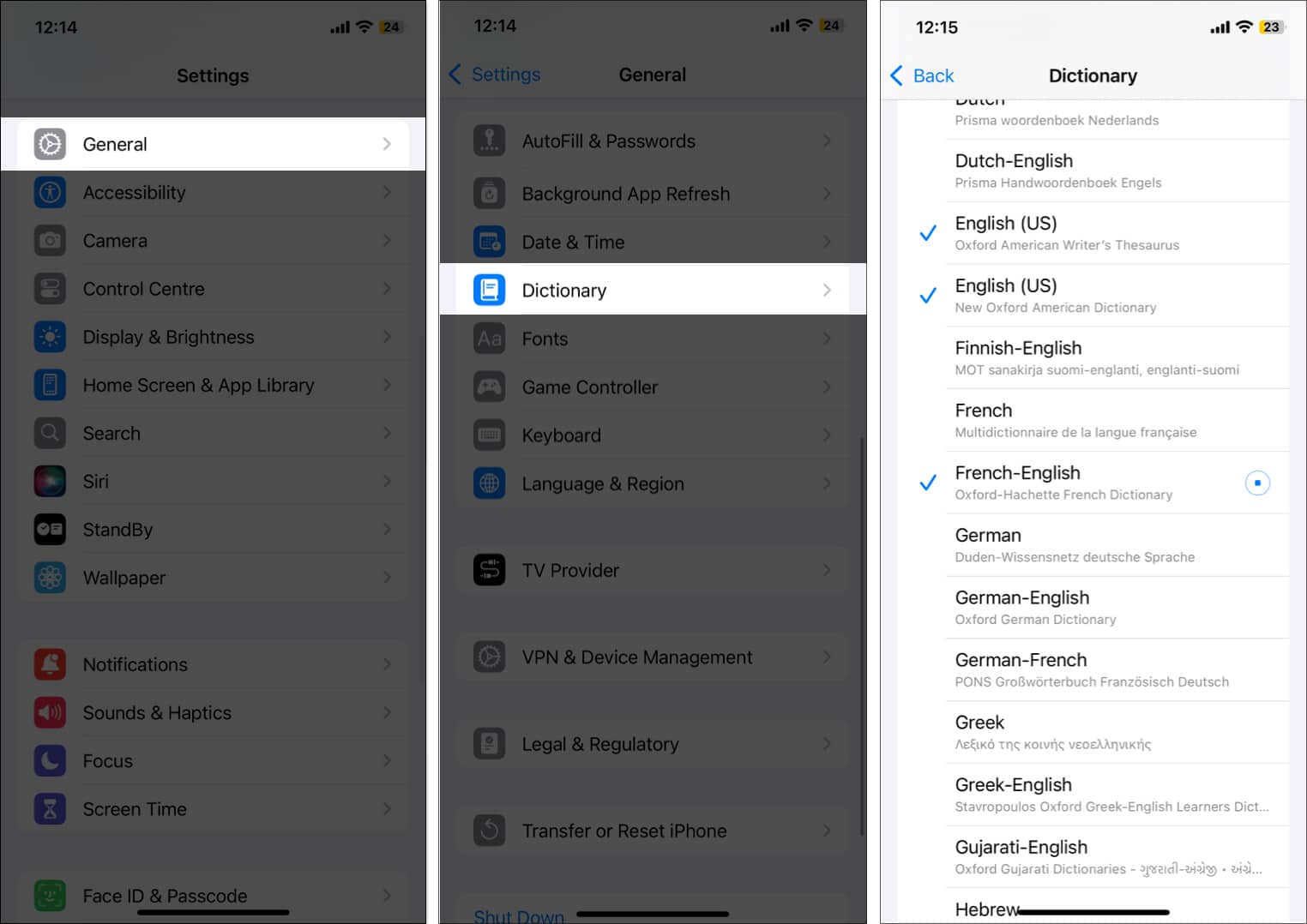 Downloading dictionaries to use in iPhone Settings.