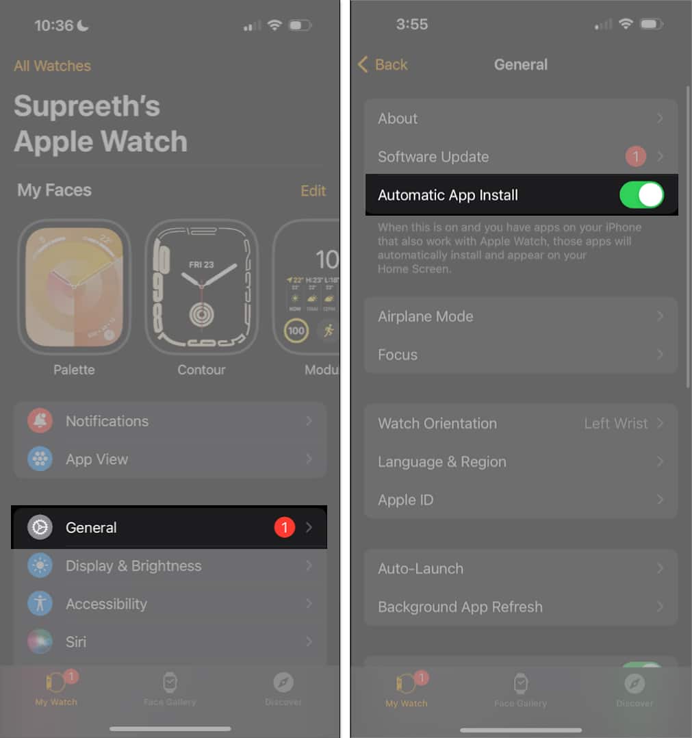 Toggling on the Automatic App Install option in the Watch app settings.