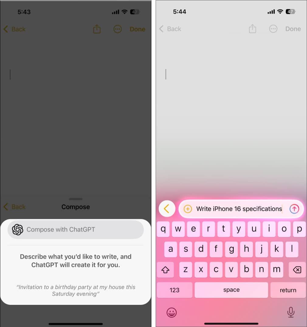 Use description field to tell ChatGPT to compose and hit Send button.