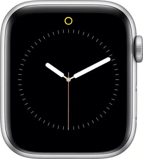 Yellow circle icon indicating low power mode on Apple Watch.