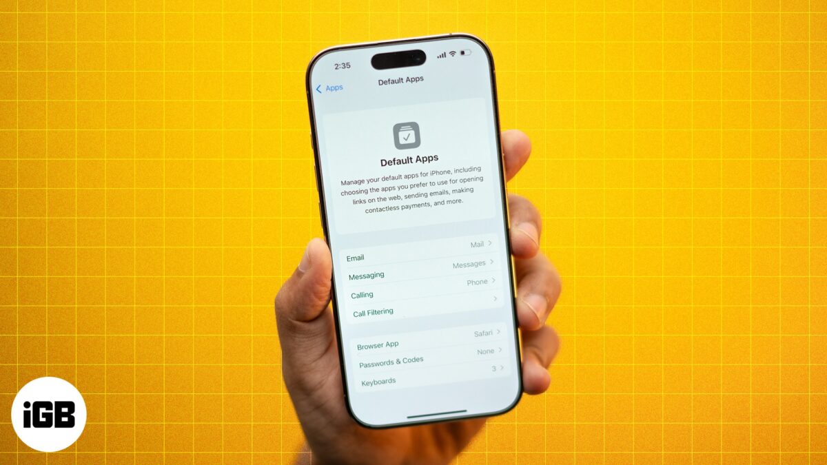 Default apps section in ios 18 2 to change the default apps on an iphone