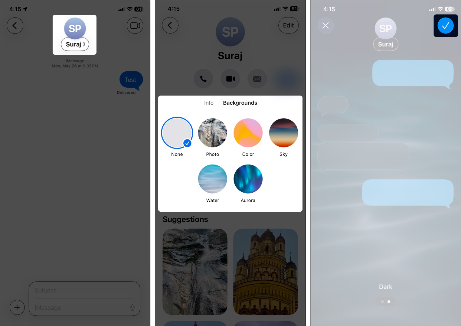 Set a custom background on messages app