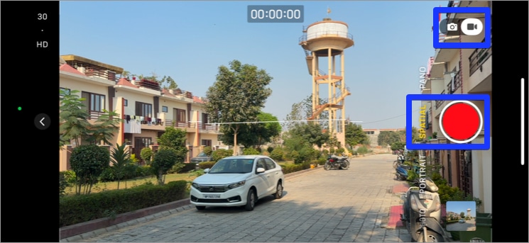Capturing spatial video in Camera app on iPhone.