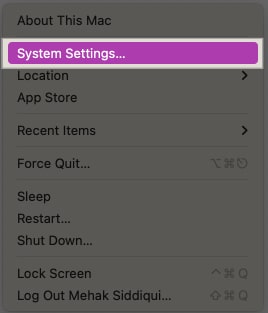 Accessing System Settings on a Mac.