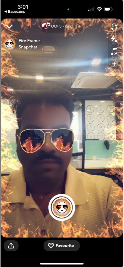 Fire Frame Snapchat lens.