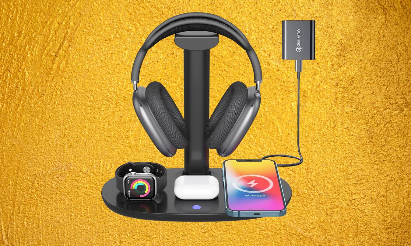 Headphone stand with 15w wireless charger by suguder store