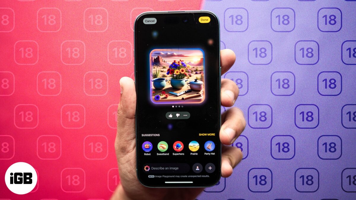 Image playground app on an iphone