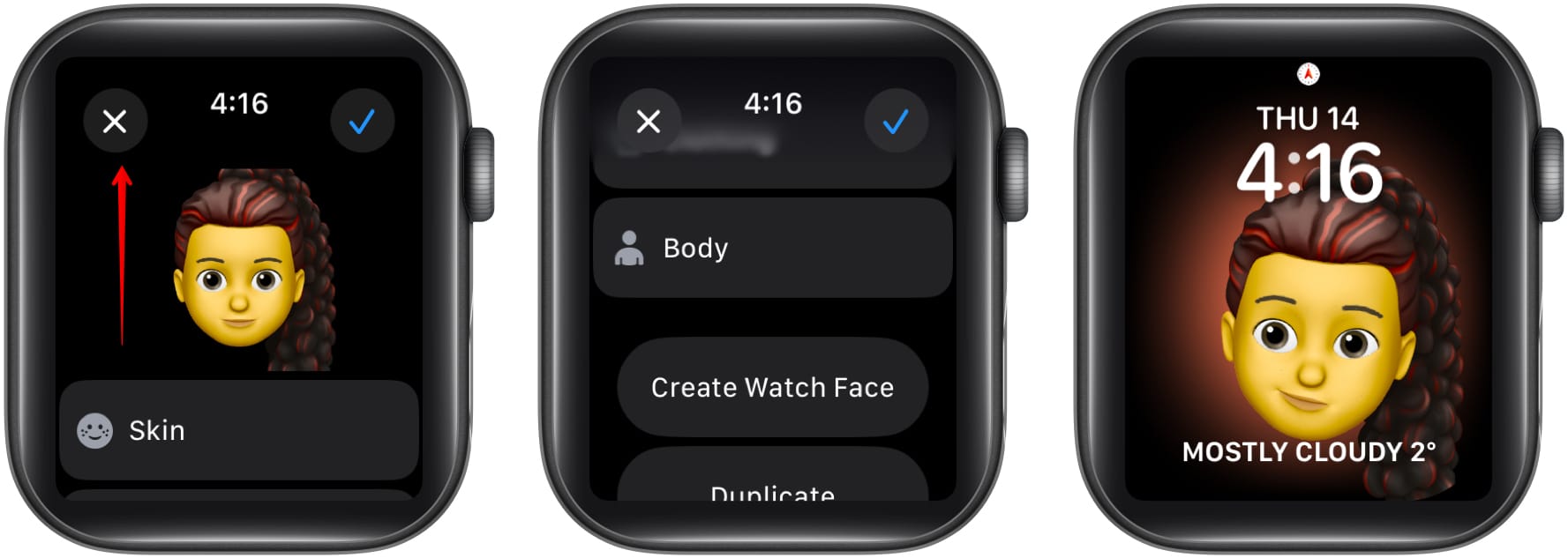 Setting a Memoji as a watch face on an Apple Watch.
