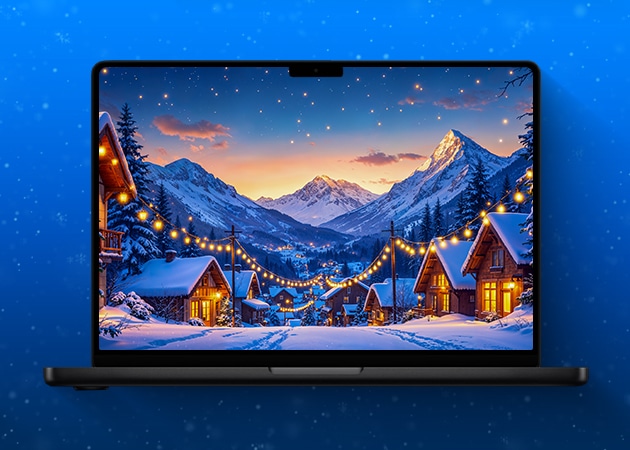 Snowy Christmas Scene wallpaper for Mac.